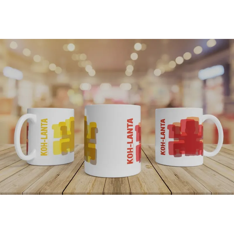 Mug céramique jaune & rouge Koh-Lanta – L’esprit aventure dès le réveil